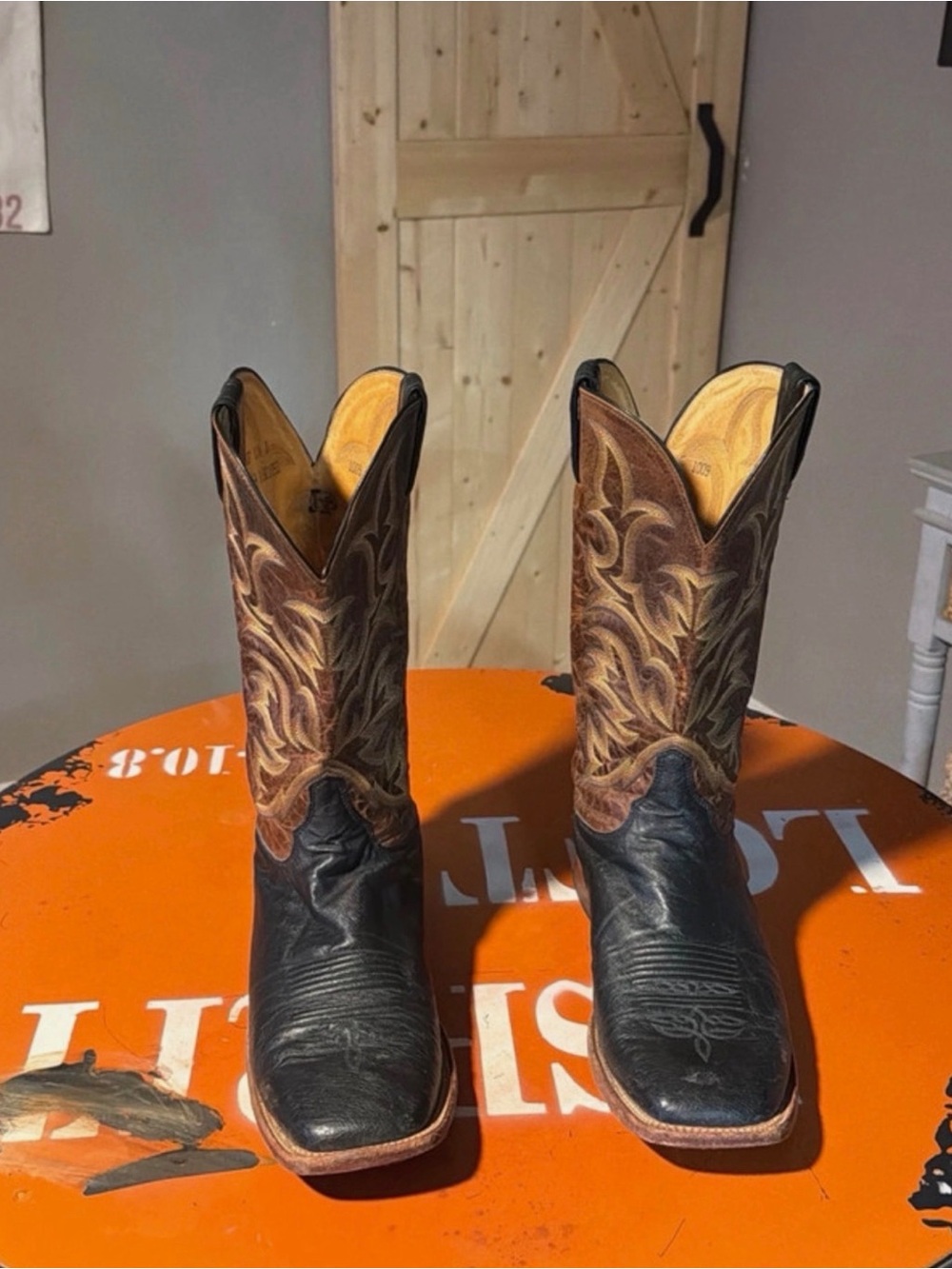 Justin Classic Men's Two-Tone Western Cowboy Boots - Black & Brown 11.5 D